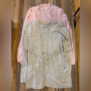2- LOFT Cardigans Heather Gray Knit Sweater and light purple